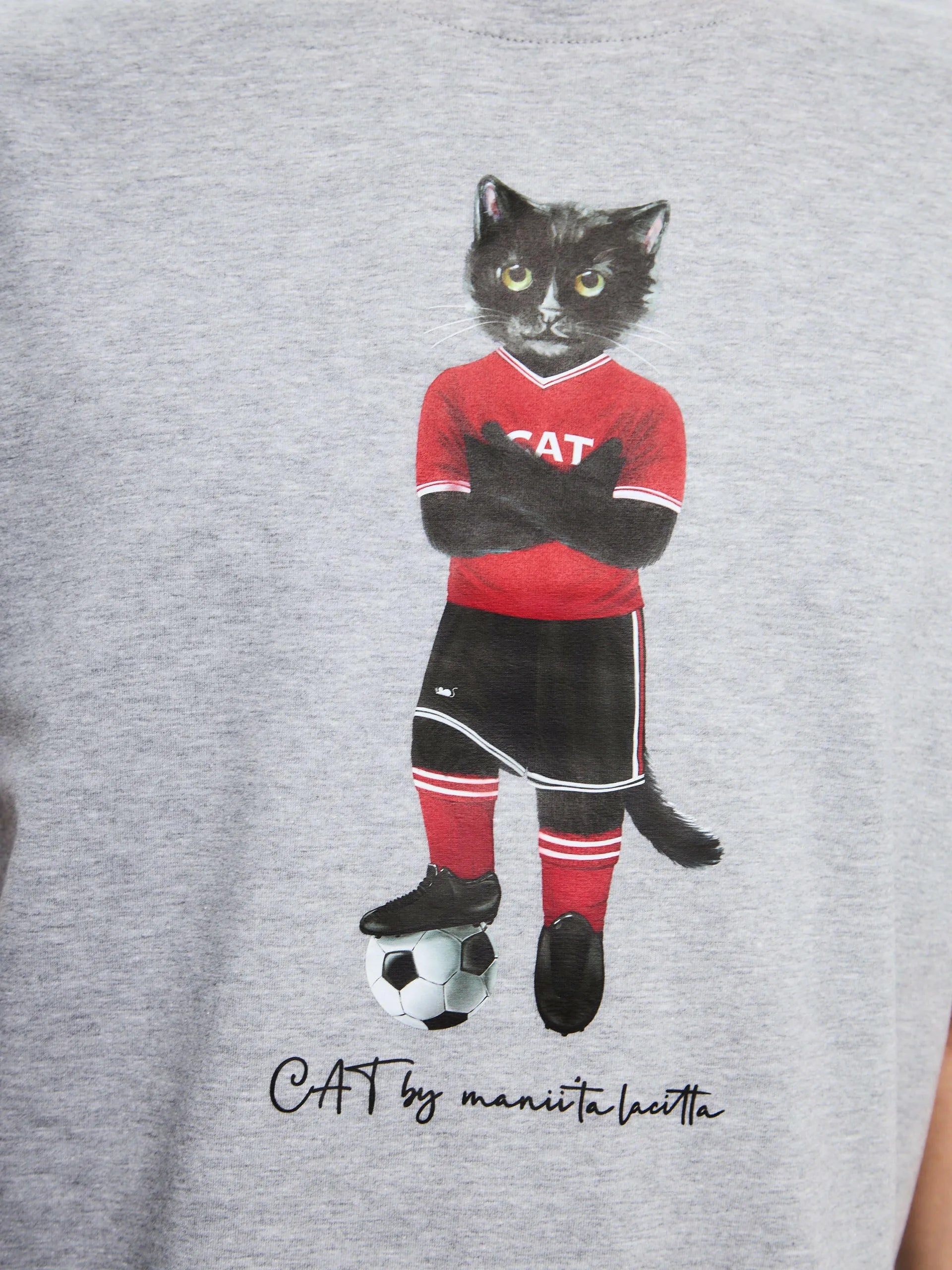 Grey Printed T-shirt FOOTBALL CAT Maniita Lacitta.