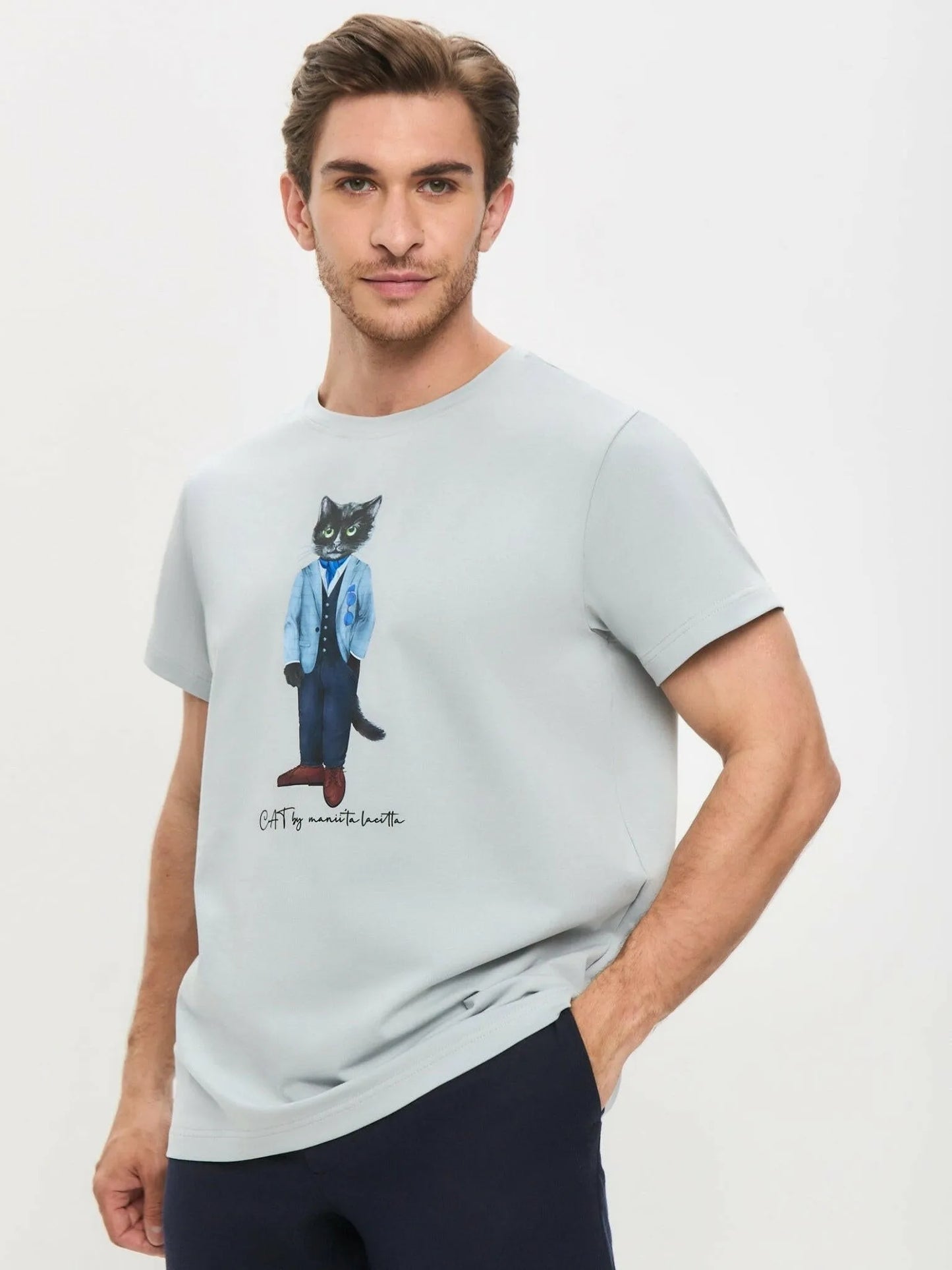 Printed T-shirt SUIT CAT - Maniita Lacitta