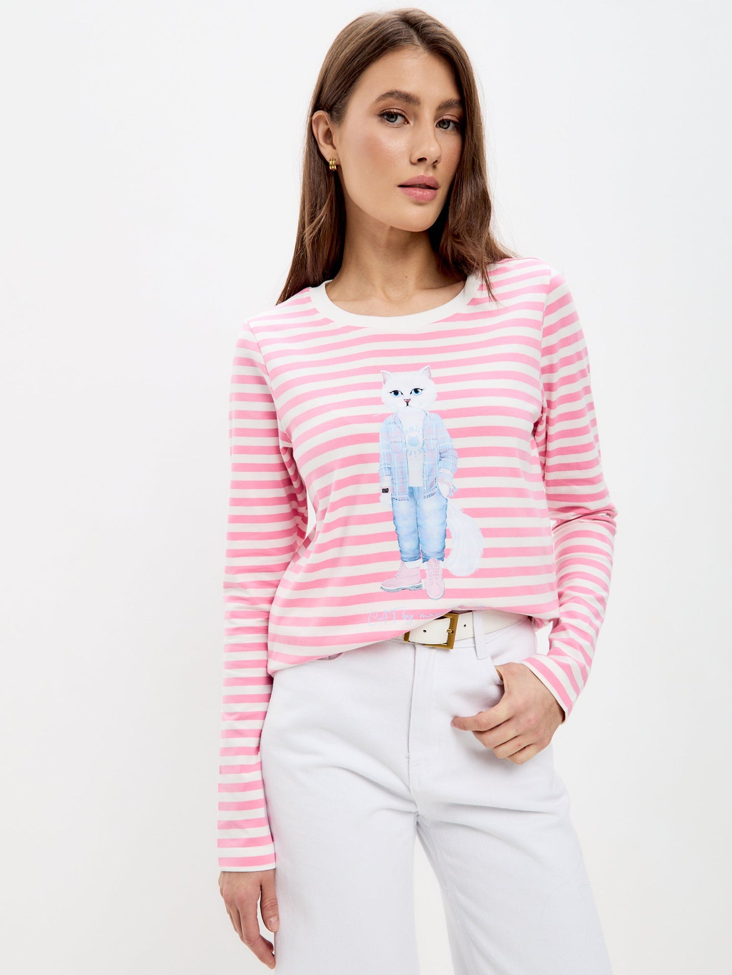 Pink Printed Longsleeve COUNTRY WHITE CAT - Maniita Lacitta