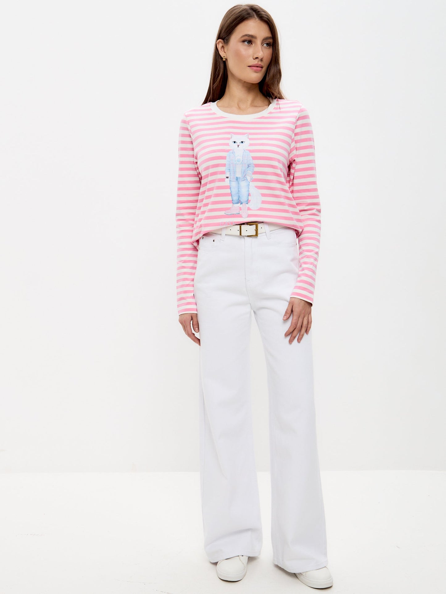 Pink Printed Longsleeve COUNTRY WHITE CAT - Maniita Lacitta