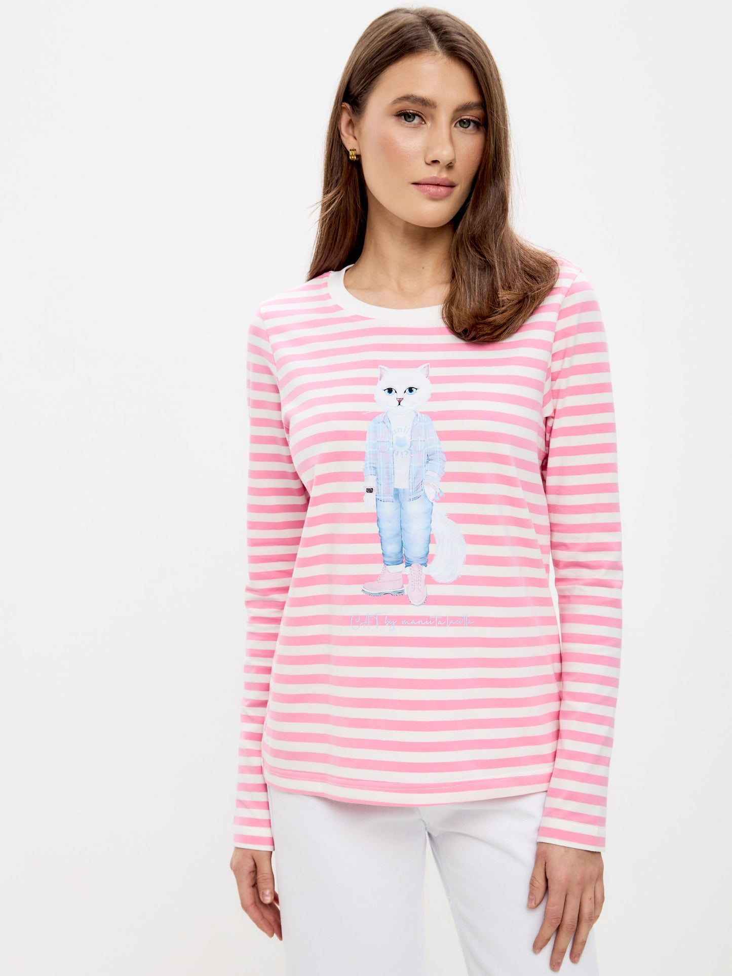 Pink Printed Longsleeve COUNTRY WHITE CAT - Maniita Lacitta