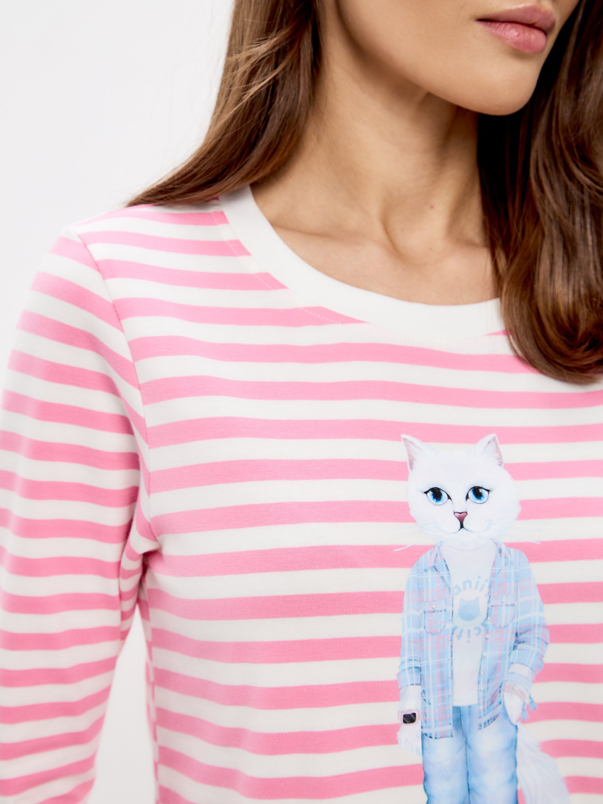 Pink Printed Longsleeve COUNTRY WHITE CAT - Maniita Lacitta