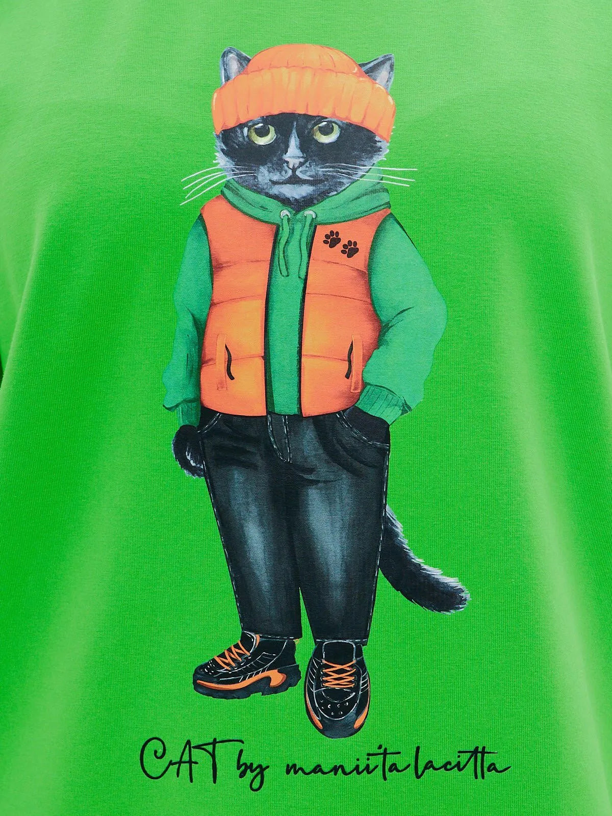 Printed T-shirt HOODIE CAT - Maniita Lacitta