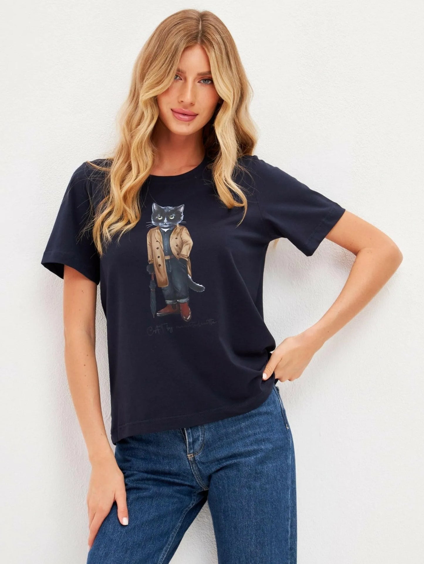 Printed T-shirt TRENCH COAT CAT - Maniita Lacitta