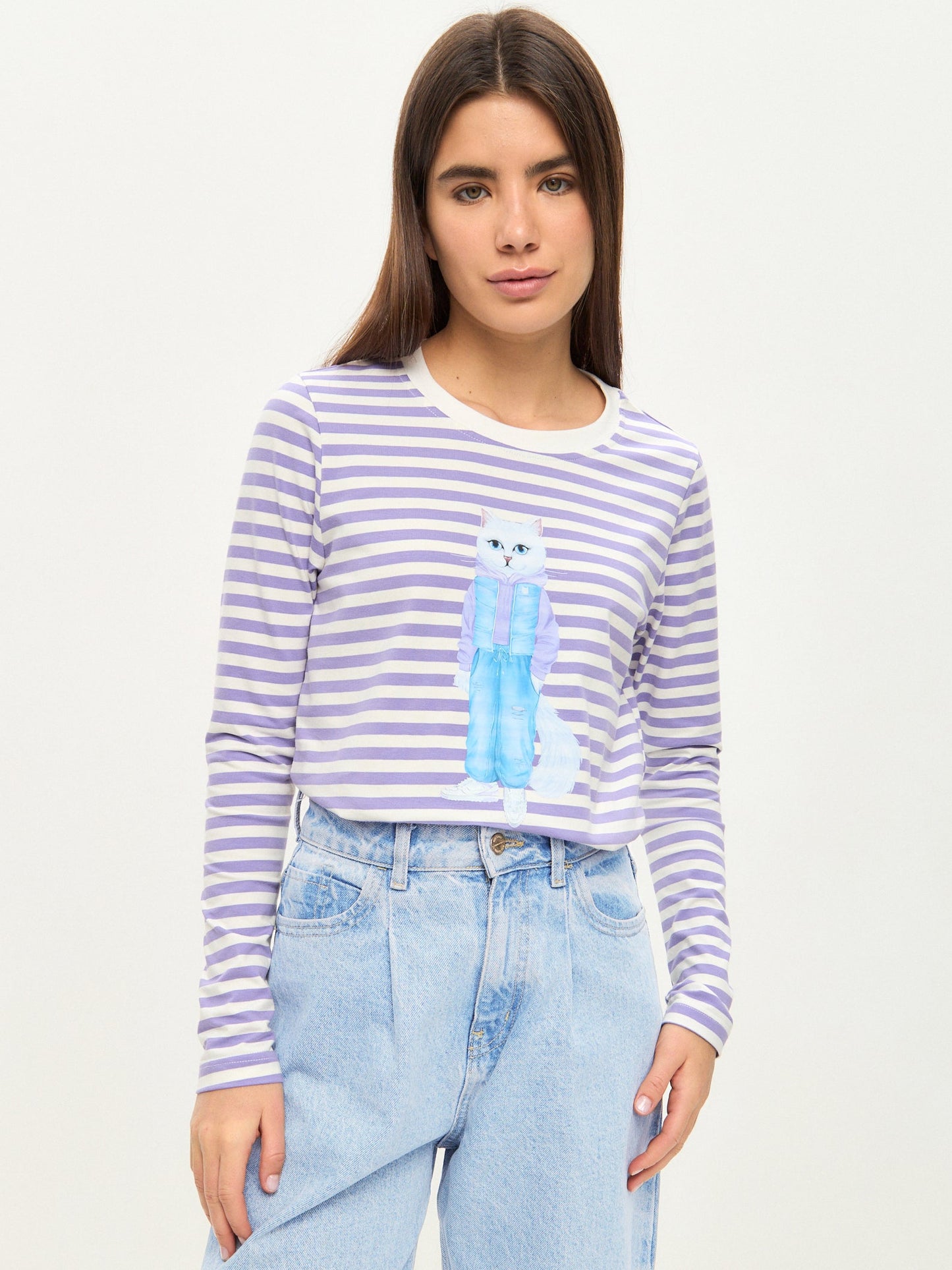 Purple Printed Longsleeve WALKING CAT - Maniita Lacitta