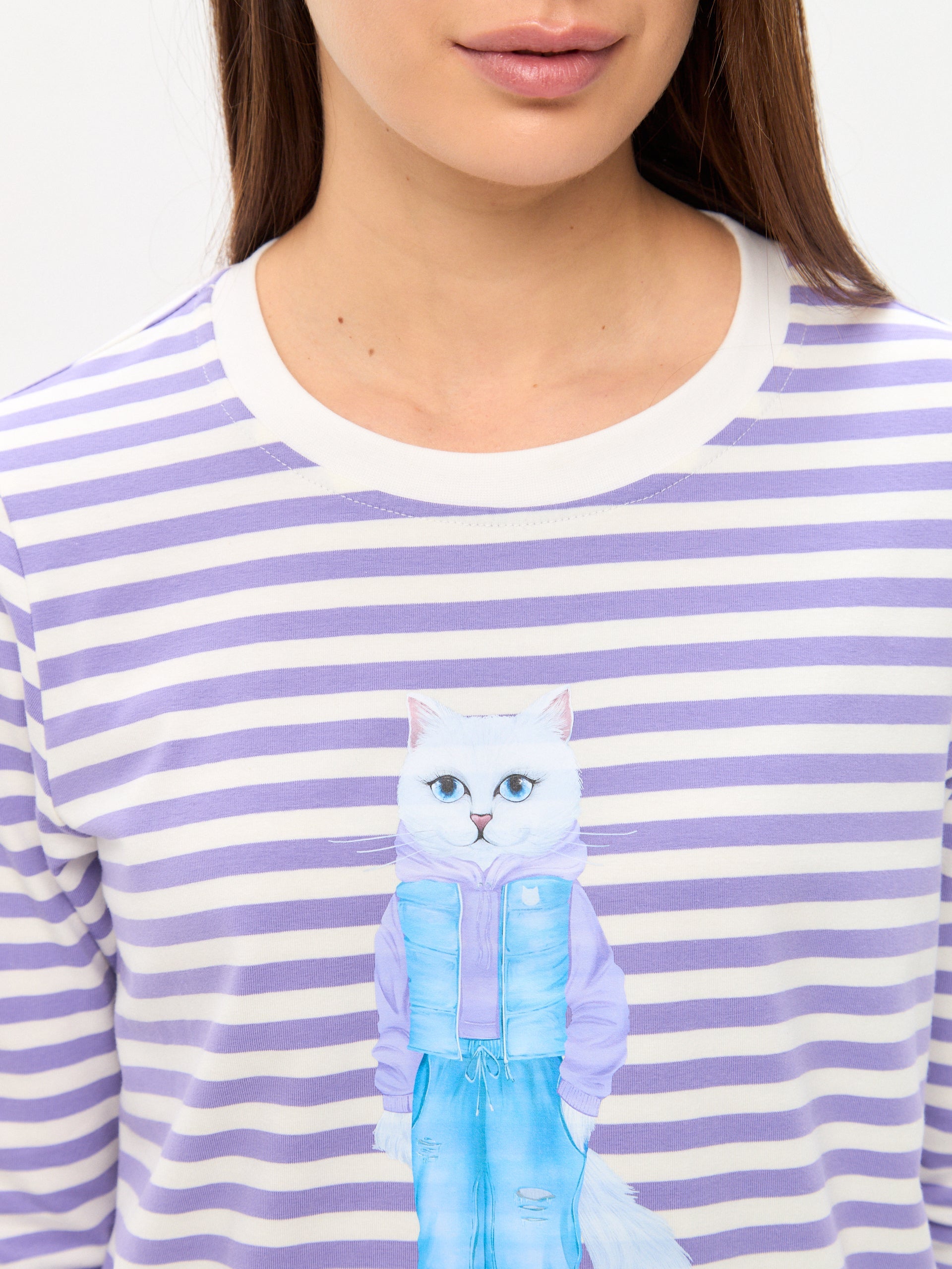 Purple Printed Longsleeve WALKING CAT - Maniita Lacitta