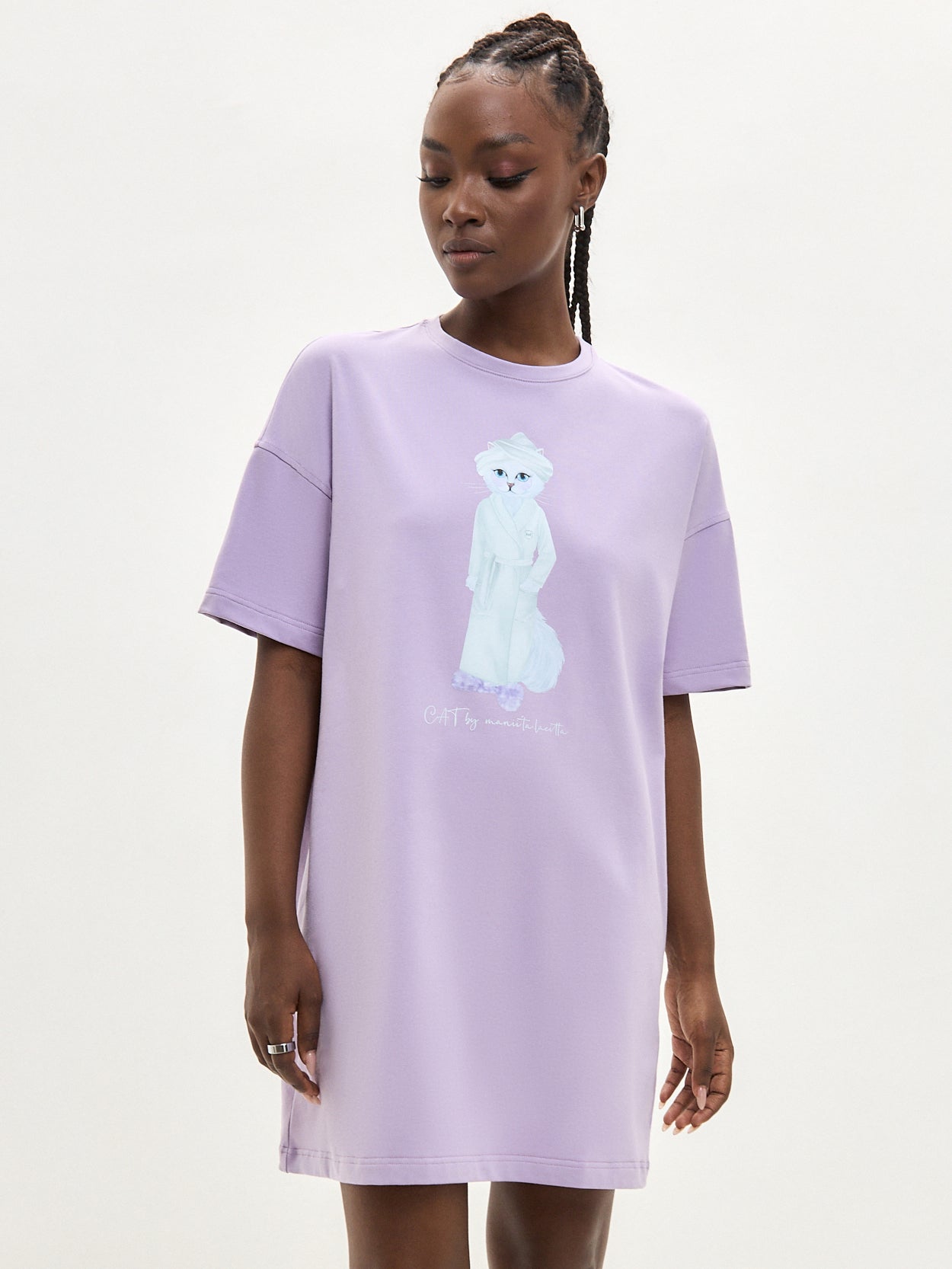 Purple Printed oversized T-shirt SPA CAT - Maniita Lacitta