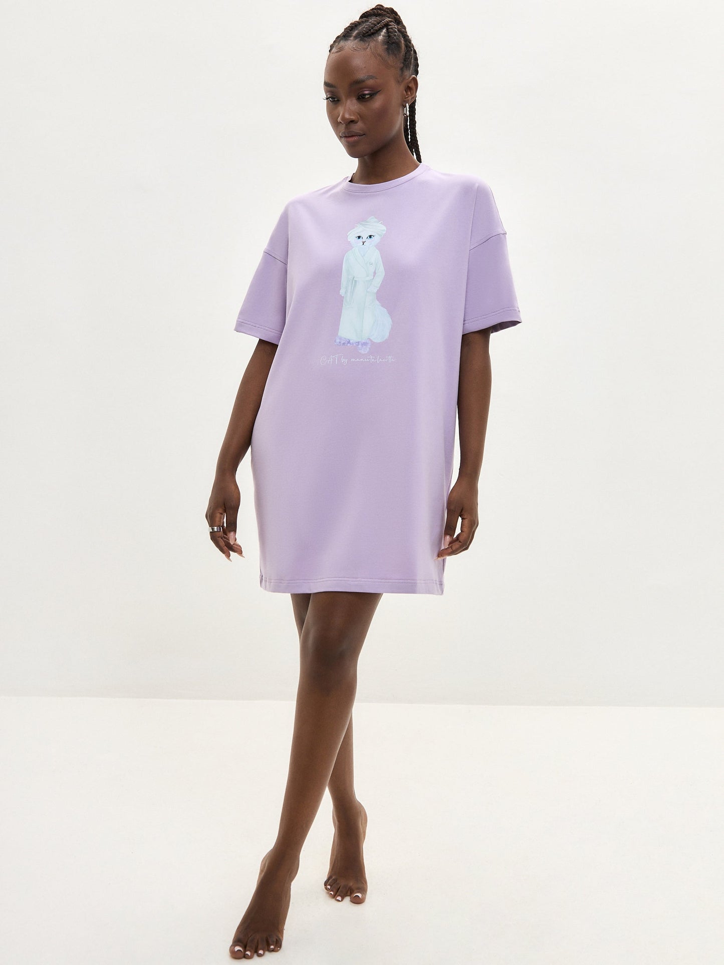 Purple Printed oversized T-shirt SPA CAT - Maniita Lacitta