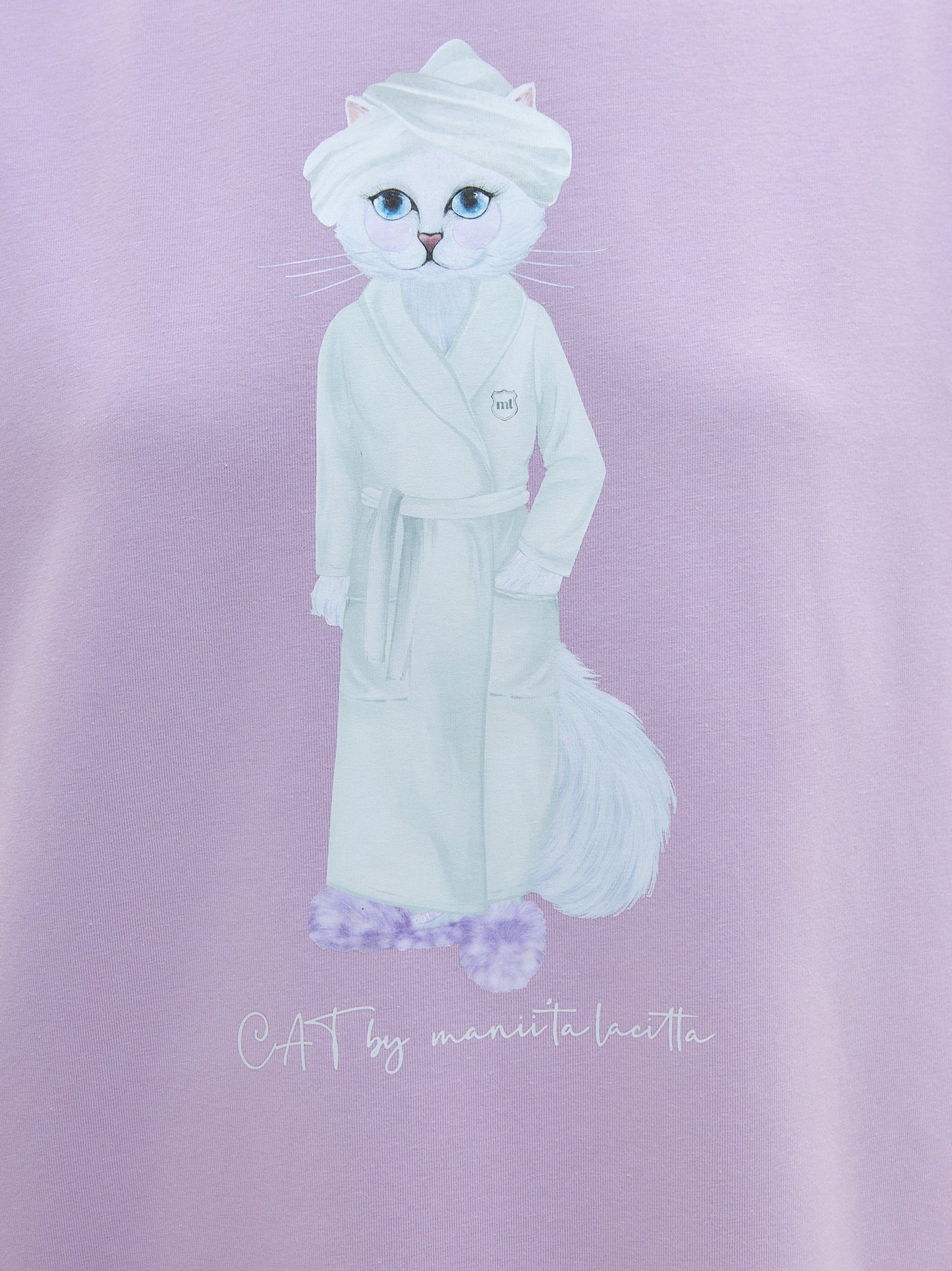 Purple Printed oversized T-shirt SPA CAT - Maniita Lacitta