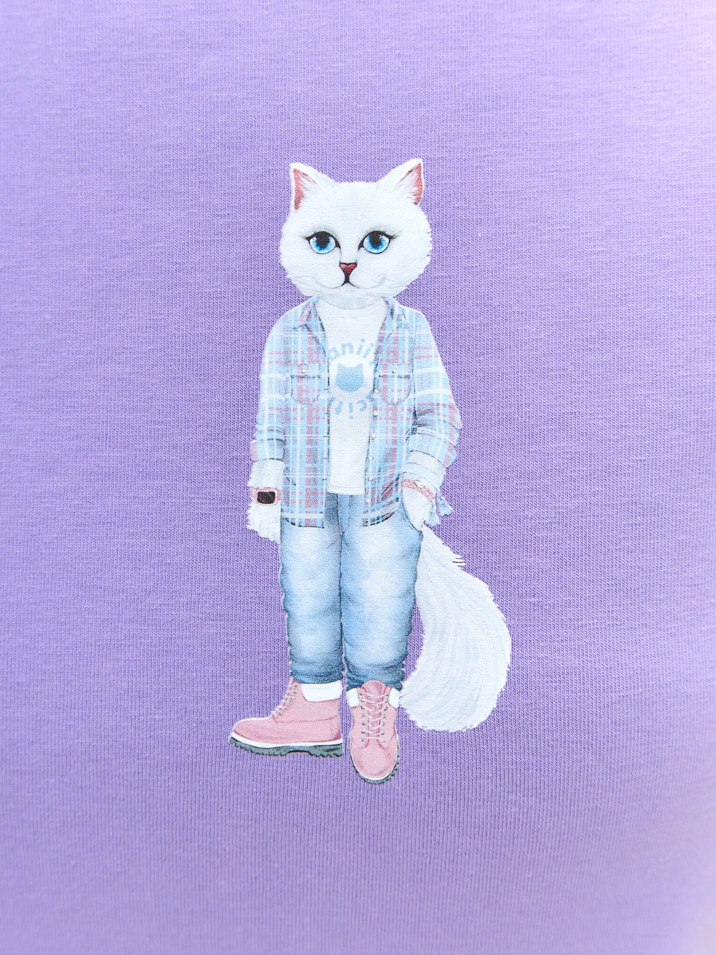 Purple Printed T-shirt COUNTRY WHITE CAT - Maniita Lacitta