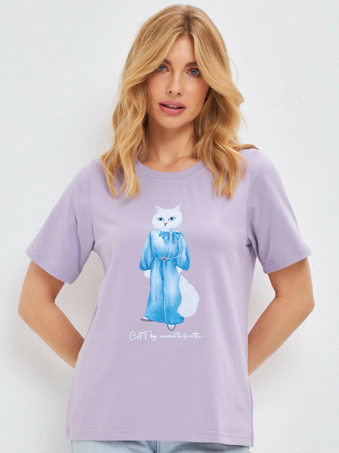 Printed T-shirt DENIM CAT - Maniita Lacitta