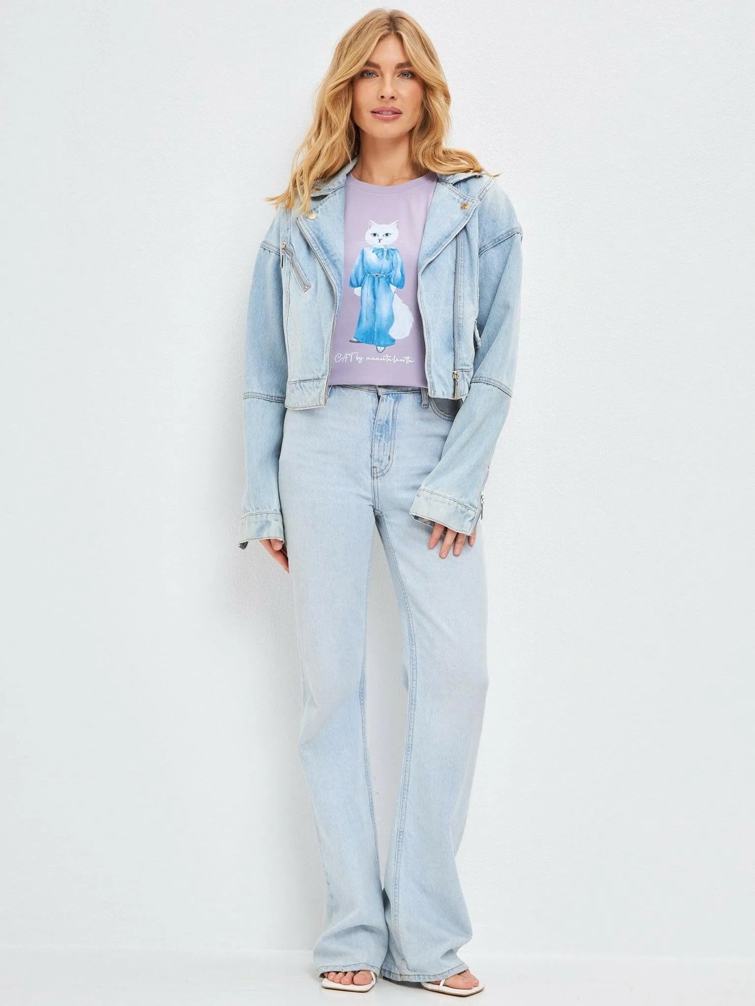 Printed T-shirt DENIM CAT - Maniita Lacitta