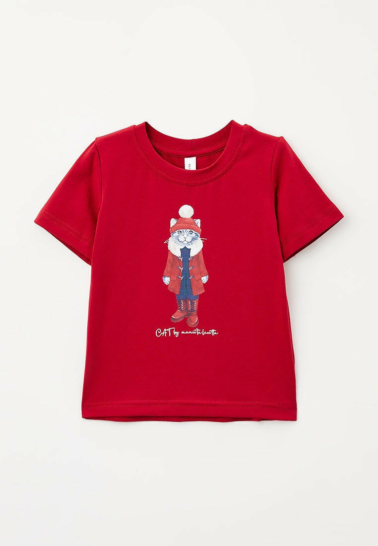 Red Printed T-shirt CHRISTMAS KITTY - Maniita Lacitta