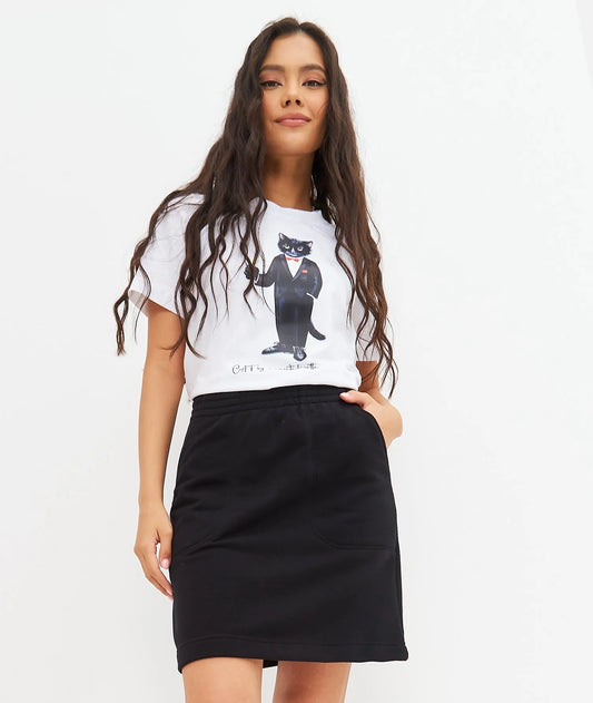 Set of t-shirt and skirt with Cat print Dandy Cat - maniita lacitta