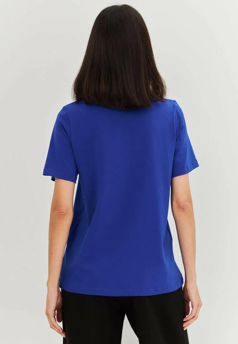 Set: women's royal blue T-shirt with Cat print and black wide-leg sweatpants - Maniita Lacitta