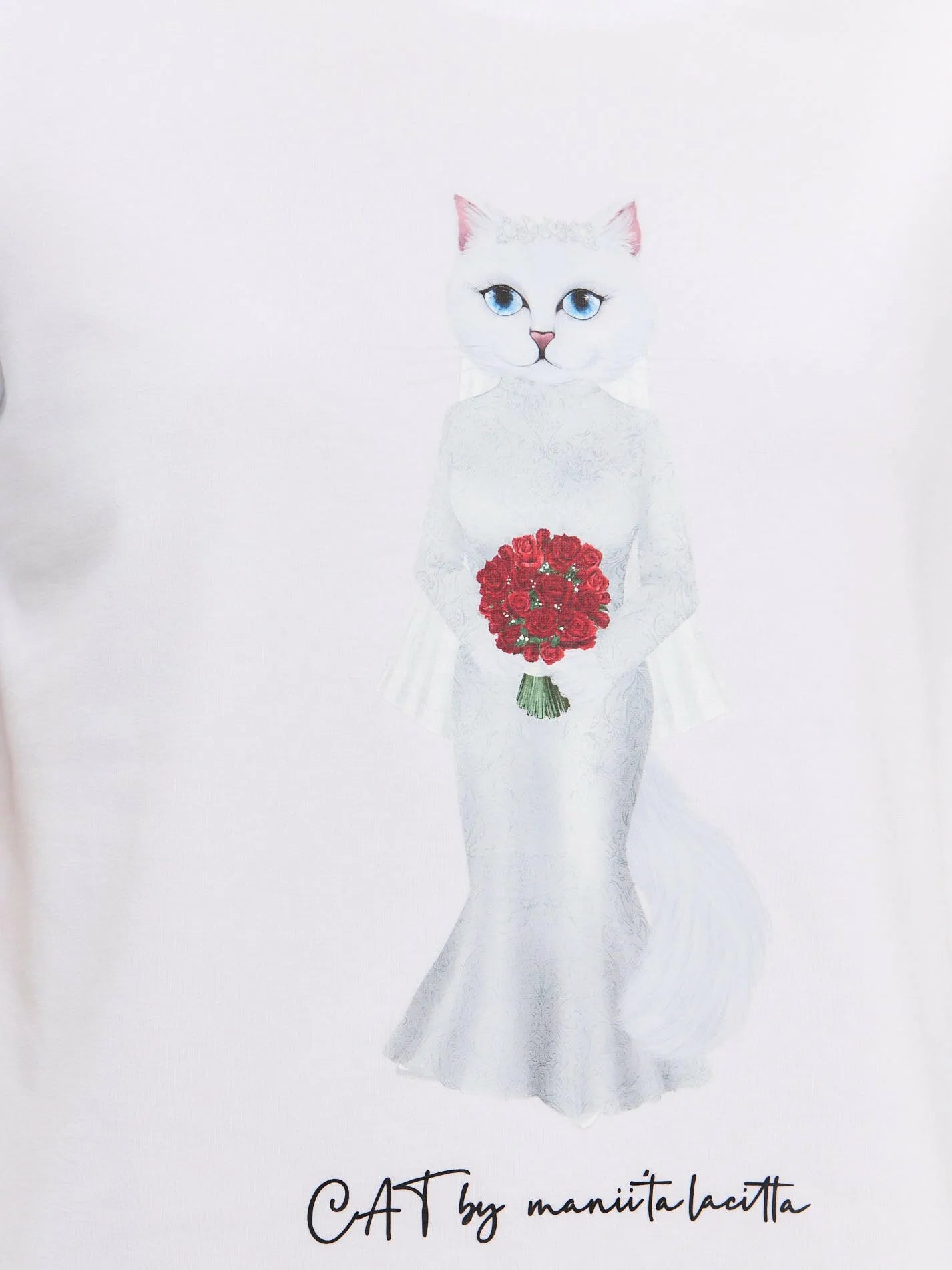 White Printed T-shirt BRIDE CAT Maniita Lacitta.