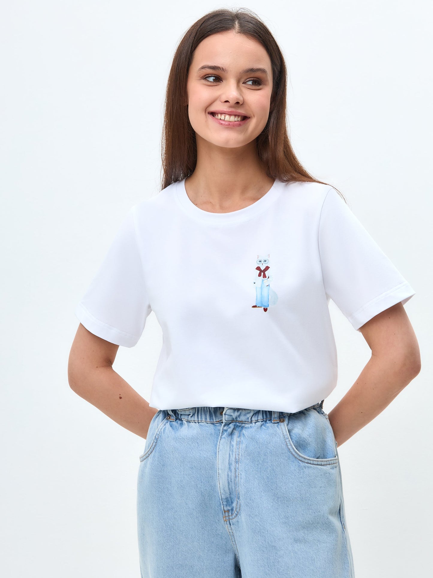 White Printed T-shirt COFFEE CAT - Maniita Lacitta