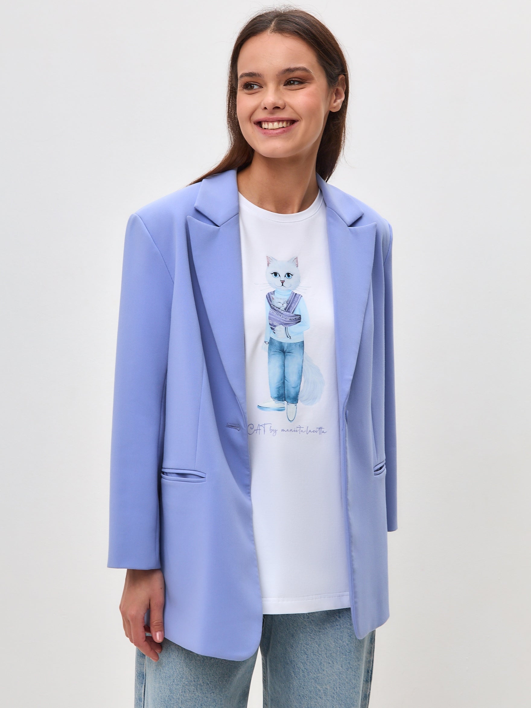 White Printed T-shirt MOTHER CAT - Maniita Lacitta