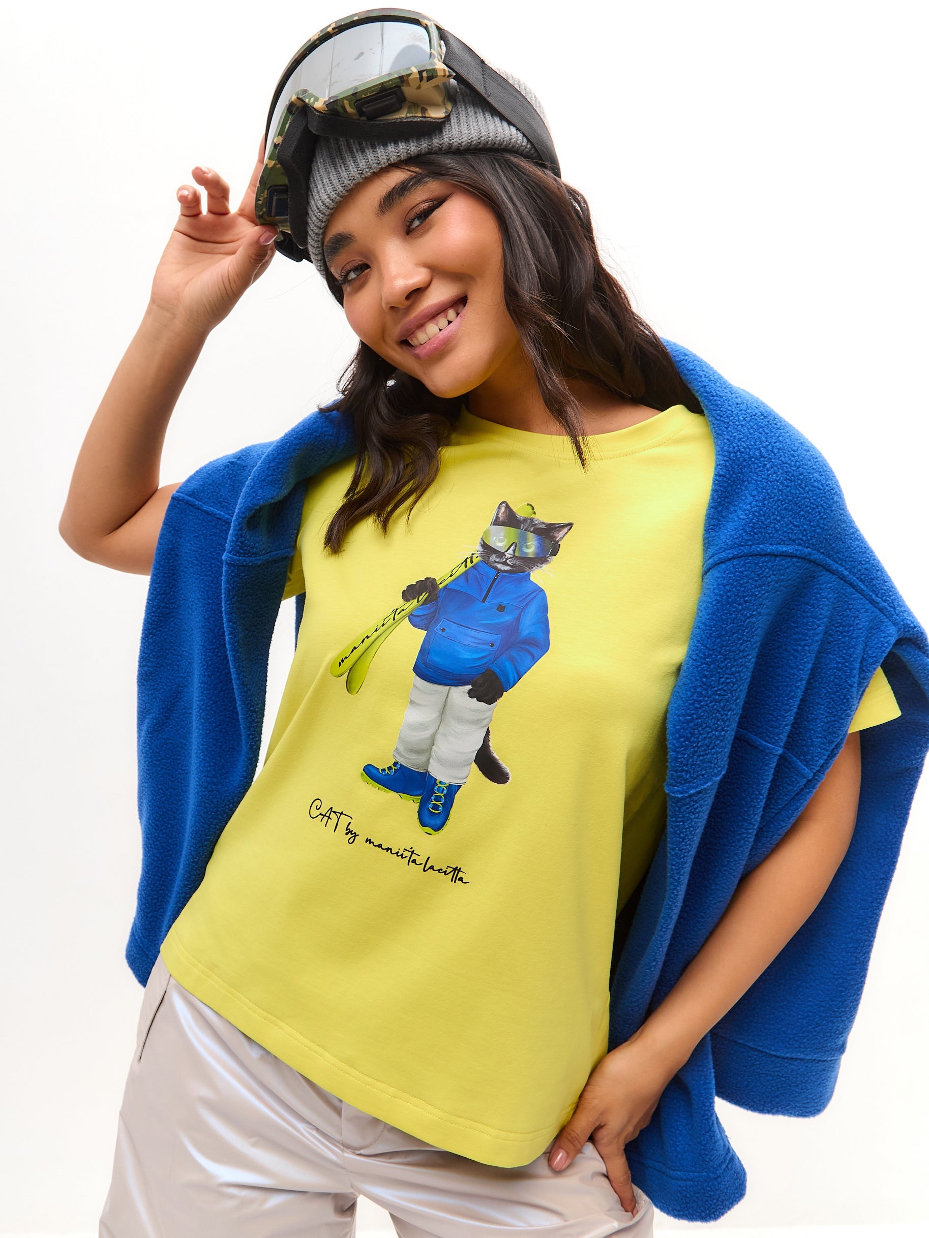 Yellow Printed T-shirt SKI CAT - Maniita Lacitta