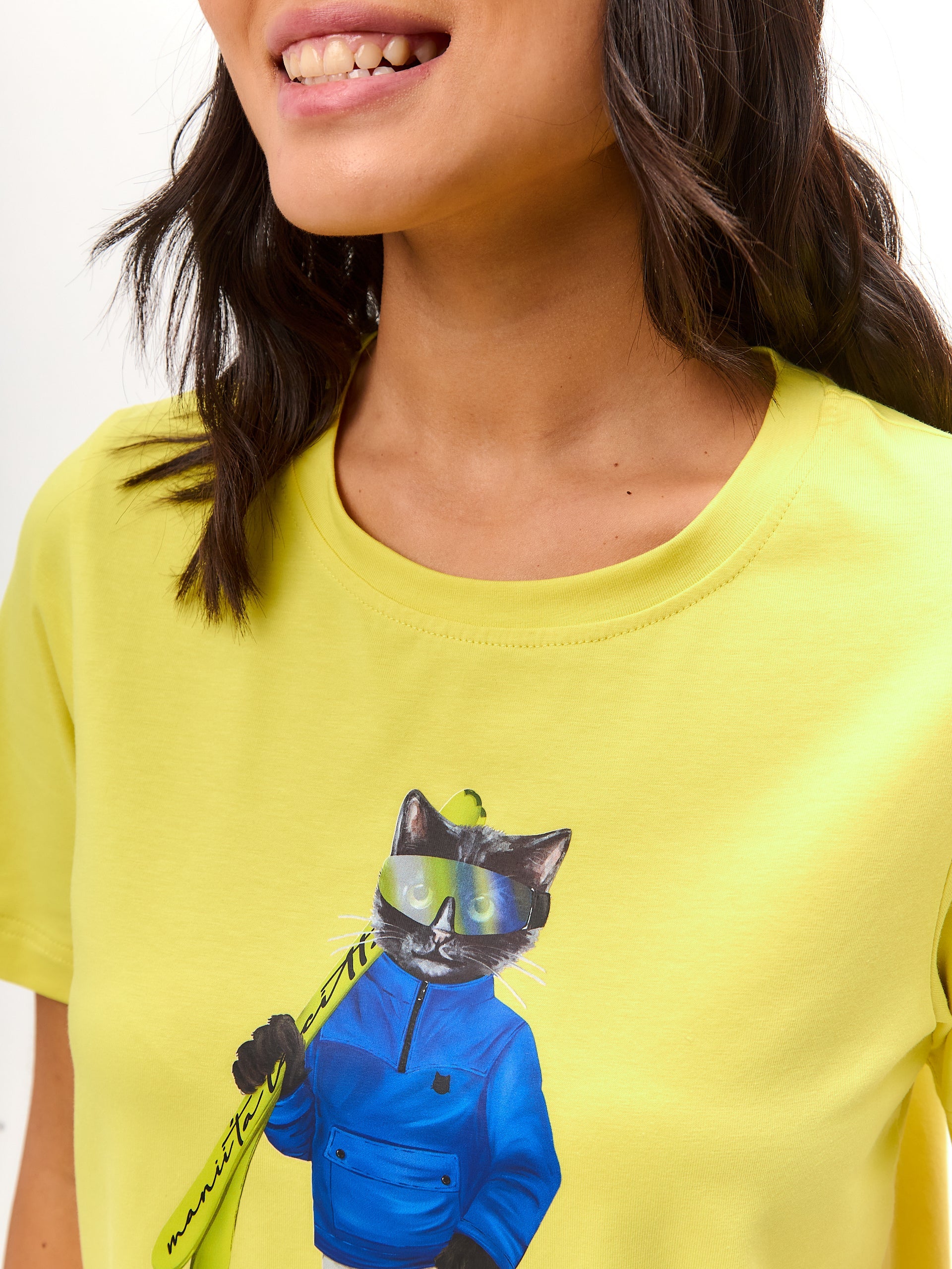 Yellow Printed T-shirt SKI CAT - Maniita Lacitta