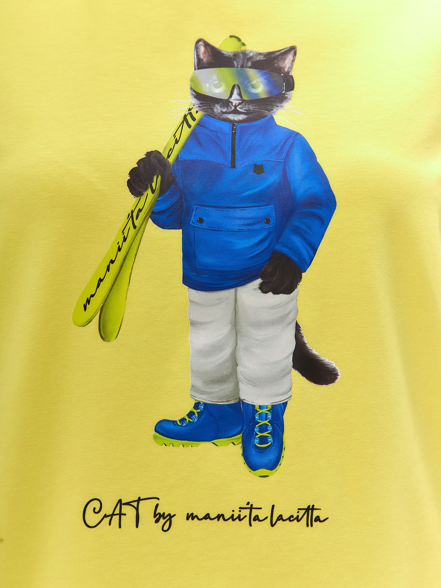 Yellow Printed T-shirt SKI CAT - Maniita Lacitta