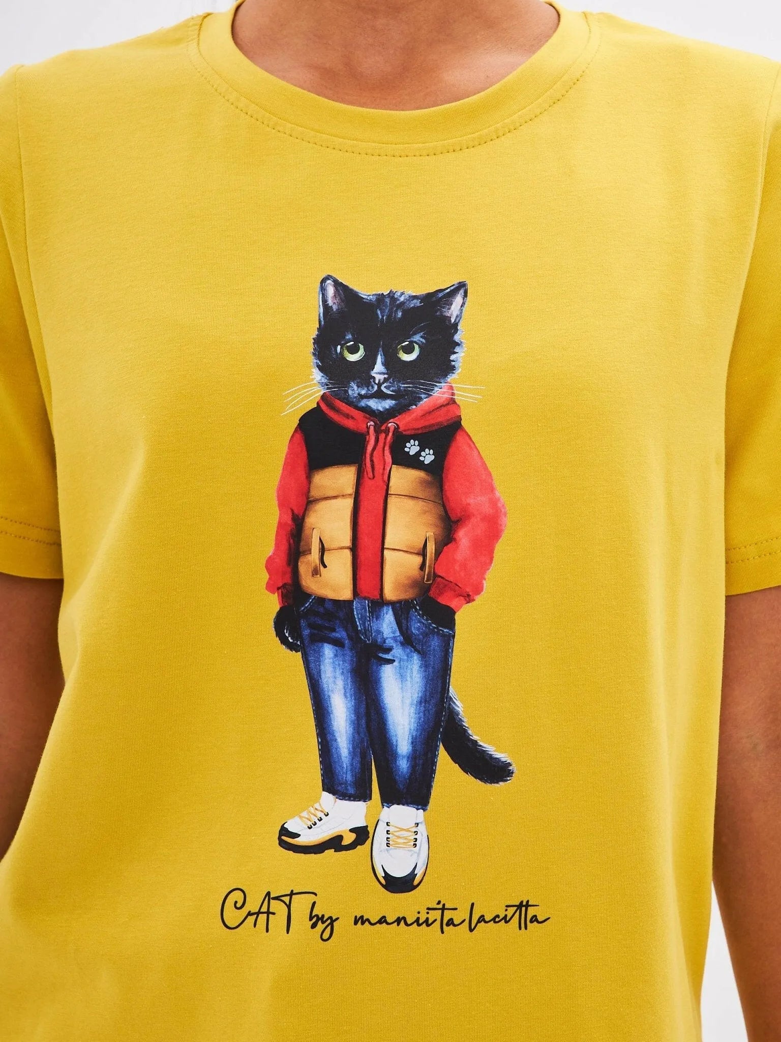 Printed T-shirt SPORT CASUAL CAT - Maniita Lacitta